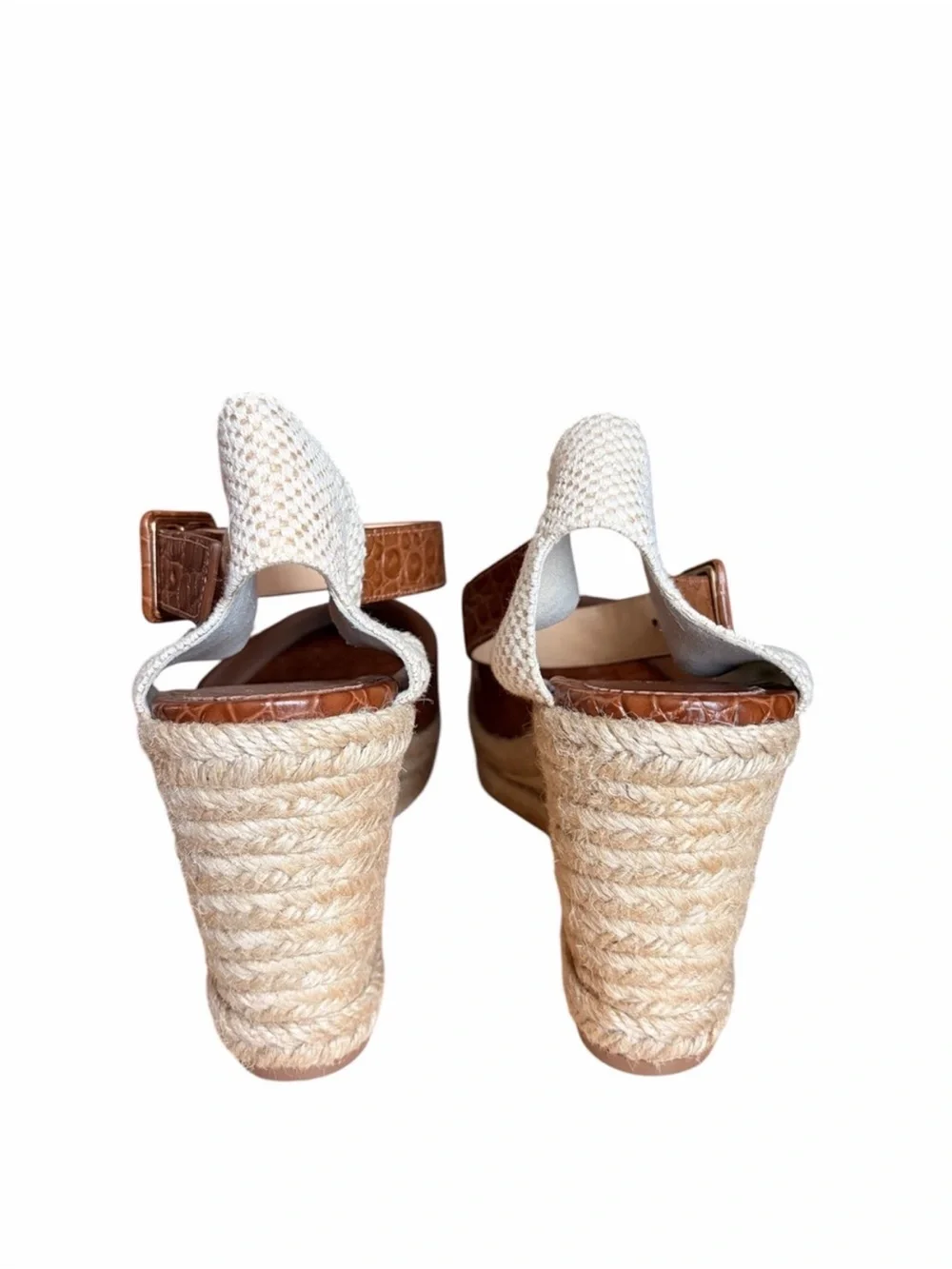 Christian Louboutin Amelina Tan Croc-Embossed Espadrille Wedge Sandal